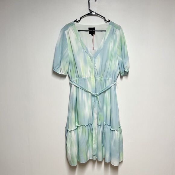 NWT Alex Marie Garden Bouquet water Color Dress in Sky / Mint Sz 14 - Picture 1 of 6